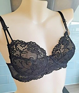 Lepel Black Embossed Lace and Mesh U/W Full Cup Bra Style 84801 - Picture 1 of 15