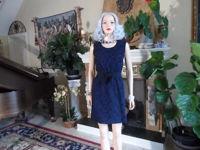 Giambattista Valli Black Sheath Dress w/Blue Floral Textured Size IT 42- US S - Image 1 of 4