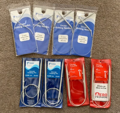 TOOTAL AERO Vintage bulk Circular Knitting PACK 2mm 5mm 6mm 7.5 PIN (x8) Needles - image 1 of 4
