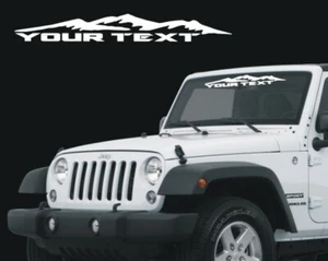 CALCOMANÍA PARABRISAS JEEP TEXTO PERSONALIZADO/MONTAÑAS PARA WRANGLER RENEGADE  - Imagen 1 de 4