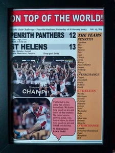 Penrith Panthers 12 St Helens 13 - 2023 World Club Challenge - souvenir print - Picture 1 of 5