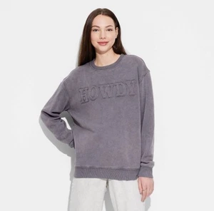 “Howdy” Graphic Sweatshirt (Grey, Size M) - Picture 1 of 3