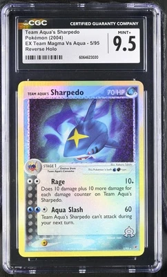 CGC 9.5 Team Aqua's Sharpedo EX Team Magma Vs Aqua 5/95 Reverse Holo Pokemon - Image 1 of 2