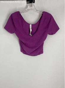 Lululemon Womens Purple Short Sleeve Activewear Pullover Cropped Top Size 8 - Picture 1 of 6