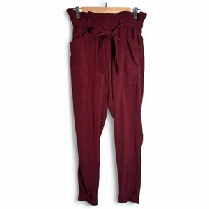 Pantalones informales Athleta marrón cintura alta con cinturón para mujer 8 pantalones pierna recta - Imagen 1 de 13