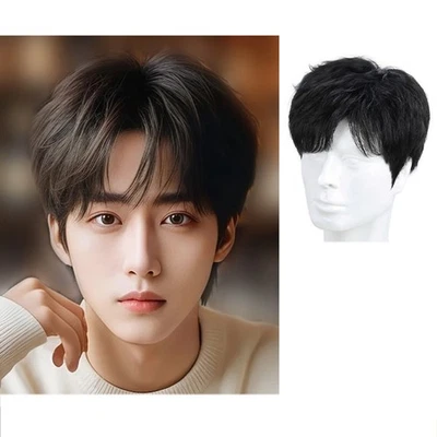 Pinza de cabello humano suave natural en peluca toupee para hombres Foto 1 de 4