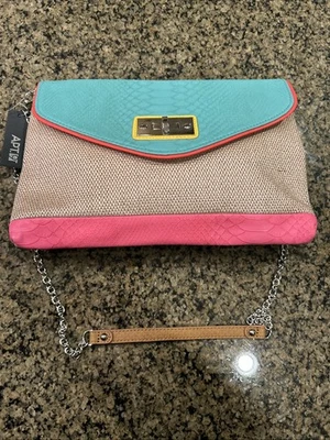 NOVA Bolsa Apt 9 da Kohls Nova Com Etiquetas Correia Corrente “Nicky Clutch” Estilo Palha - Imagem 1 de 4