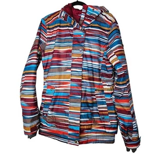 Roxy XL Snow Ski Snowboard Winter Jacket Multicolor Striped Coat Waterproof  - Picture 1 of 5