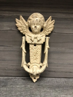 "Llama de puerta querubín ángel de la guarda rústico vintage marfil antiguo 8,5""" Foto 1 de 4