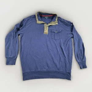 Vtg Polo Ralph Lauren Men's French Terry Rugby 1/4 Zip Sweater XLT Navy - Picture 1 of 11