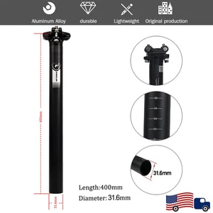 31.6mm*400MM Mountain Road Bike Seat Post BMX Bicycle Seatposts Tube Aluminum US - Picture 1 of 7