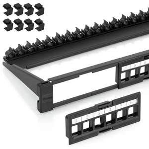 Everest 24 Port Keystone Patch Panel (2-Pack) - Removable 6-Port Panels 1U Slim - Afbeelding 1 van 8