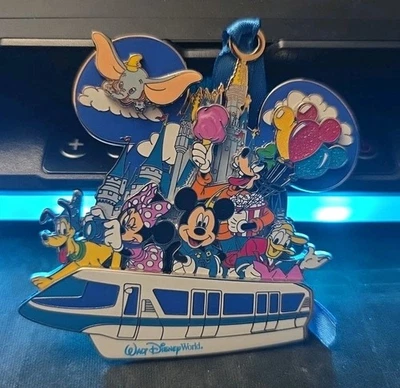 Disney World XL 3D ornament Mickey Ears with Monorail, Dumbo, Pluto V1 - Image 1 of 3