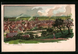 Lithographie Göppingen, Ortsansicht aus der Vogelschau - Picture 1 of 2