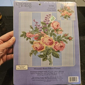 Candamar "Miranda's Rose" Counted Cross Stitch 12x12" Pillow Picture Kit # 51586 - Picture 1 of 4