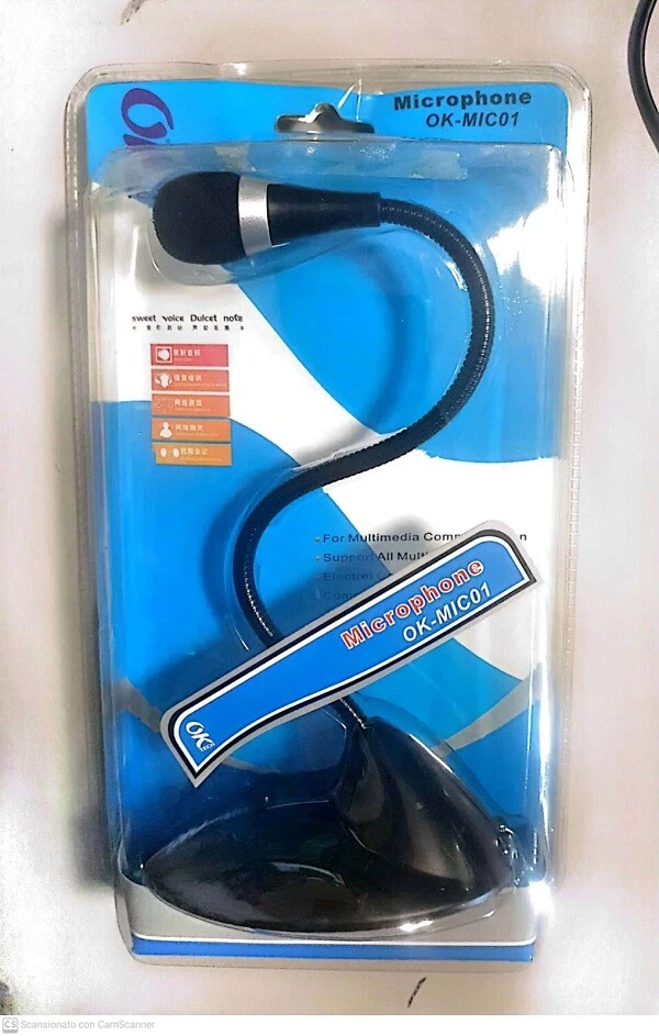 MICROFONO DA TAVOLO PROFESSIONALE PER PC MIC01 PLUG TYPE: 3,5mm Stereo - Immagine 1 di 1