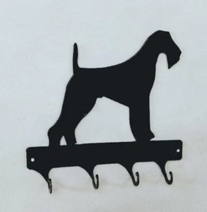 Airedale Terrier 4 Hook Leash or Key Holder Black Wrought Iron Look Made in USA - Picture 1 of 1