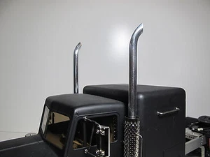 Pair Custom Aluminum Angle Exhaust Tip Pipe for Tamiya 1/14 RC Semi King Hauler - Picture 1 of 5