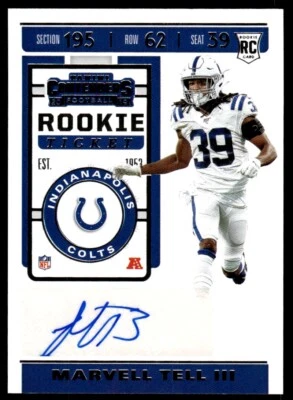 2019 Panini Contenders Marvell Tell III Rookie Auto Indianapolis Colts #237 - Image 1 of 2
