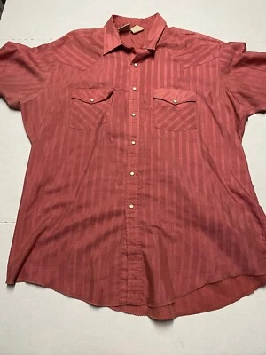 WESTERN FRONTIER Pearl Snap Shirt Men XL Salmon Vintage USA Cowboy Roper Texas - Image 1 of 4