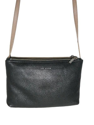 TED BAKER Bolso Bandolera Doble Compartimento Cuero Guijarro Negro y Beige Foto 1 de 4