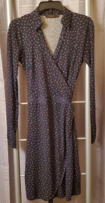 [The Limited] Vestido envolvente azul marino estampado floral pequeño para mujer Foto 1 de 4