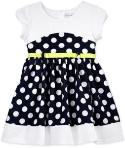 Sweet Heart Rose Little Girls’ Belted Colorblocked Dot Dress, Size 4, MSRP $52 - Picture 1 of 1