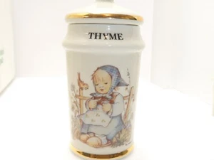 Tarro de especias de porcelana Hummel Danbury 1987 como nuevo adorno dorado 4" - tomillo - Imagen 1 de 4