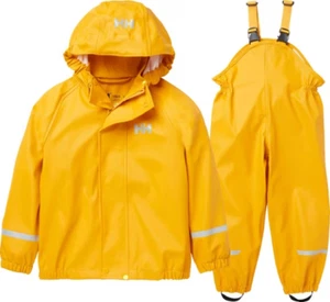 Helly Hansen Yellow Hooded Rain Coat Jacket & Bibs Boys Sz 4T Fishing Nautical - Picture 1 of 12