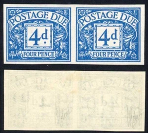 SGD43a QEII 4d wmk Tudor IMPERF PAIR M/M Cat 250 pounds - Picture 1 of 1