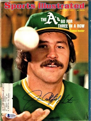 Jim Catfish Hunter Signed Autographed Sports Illustrated Magazine + Beckett COA - Image 1 of 2