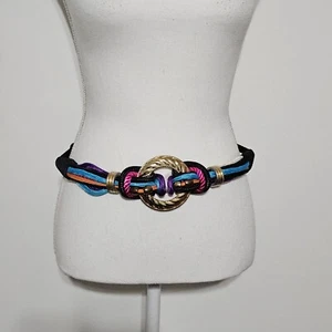 Cinturón Cuerda Vintage Talla M/L Anillo Metal Boho Medallón Cordón Gancho Cierre Colorido - Imagen 1 de 9