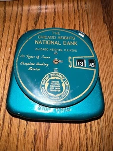 1940er Add-O-Matic Steel Products Metal Coin Bank Chicago Heights National Bank - Bild 1 von 15