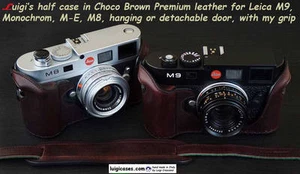 LUIGI PREMIUM CASE+GRIP+STRAP+UPS for LEICA MONOCHROM,M9,ME,M8,DARK CHOCO BROWN - Picture 1 of 7