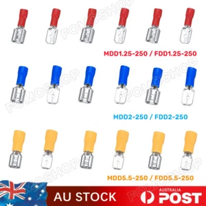 50/200pcs Insulated Spade Electrical Wire Connectors Crimp Terminals Male/Female - Picture 1 of 32
