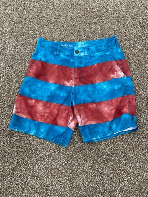 Шорты мужские RVCA 30 синие красные в полоску двойного назначения повседневные эластичные для серфинга серфинга мужчин - Изображение 1 из 4