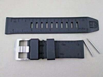 Genuine Luminox Recon 8830 black rubber watch band 24mm lug silver tone buckle - Image 1 of 4