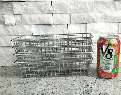 QUICKUTZ 4-Pack Small Durable Wire Rectangle Organizing Storage Baskets 9 x 3 x 2