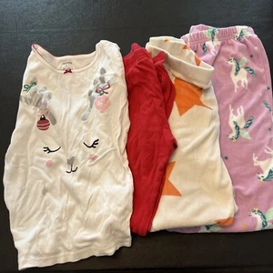 Girls  pajamas size 8 - 1 Long Sleeve Top & 3 Pants- Mix Carter’s And Cat & Jack - Picture 1 of 1