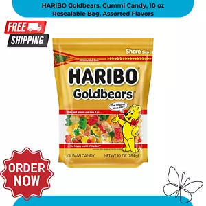 HARIBO Goldbears, Gummi Candy, 10 Oz Resealable Bag, Assorted Flavors - Picture 1 of 3