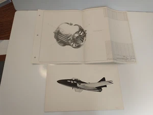 Vintage Aviation Gruppe von 7 Zeichnungen einige handgezeichnete Flugzeuge & Fahrgeräte - Bild 1 von 7