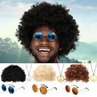 1 set Disco Wig Set Hippie Costume Set Afro Wig Sunglasses Necklace