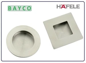 FLUSH PULL HANDLE. HAFELE BRAND. FLUSH SATIN STAINLESS STEEL ROUND OR SQUARE . - Picture 1 of 9