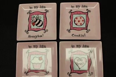 Juego de 4 platos cuadrados de aperitivos Boston Warehouse 2004 cupcake galleta Foto 1 de 4