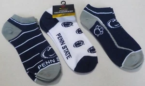 PENN STATE NITTANY LIONS 3 PAIR 100 YARD DASH NO SHOW SOCKS TOPSOX BLUE WHITE - Picture 1 of 1