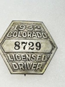 1932 Colorado Chauffeur Badge #8729 - Picture 1 of 2