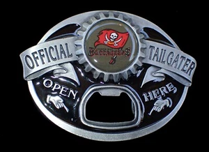 TAMPA BAY BUCCANEEERS TAILGATER BELT BUCKLE WITH BOTTLE OPENER SISKIYOU PEWTER - Picture 1 of 2