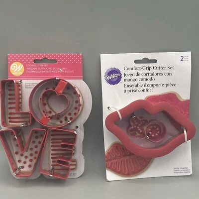 2 Sets NIP Wilton Valentine's Day Cookie Cutter Set Love L.O.V.E. Letters + Lips - Image 1 of 4