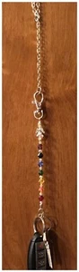 Handcrafted Rear View Mirror Keychain Rainbow Chakra Angel Made With Swarovski - Picture 1 of 7