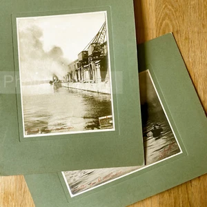 Marseille autrefois : Incendie dans les môles - Photo ancienne 1910 - Lot de 2 - Picture 1 of 5